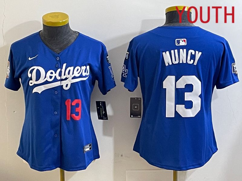 Youth Los Angeles Dodgers #13 Muncy Blue Game 2024 Nike MLB Jersey style 11216